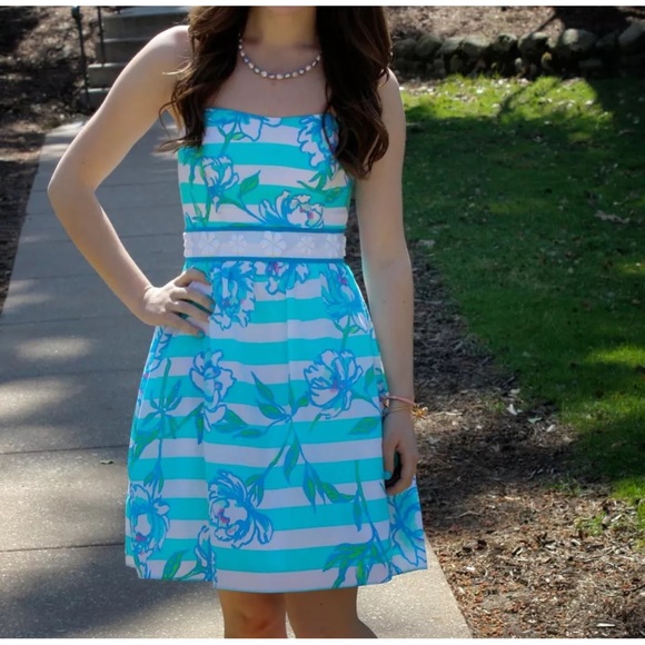 258.00 NWT GRAIL LILLY PULITZER LANGLEY EMBELLISHED SILK FIT & FLAIR